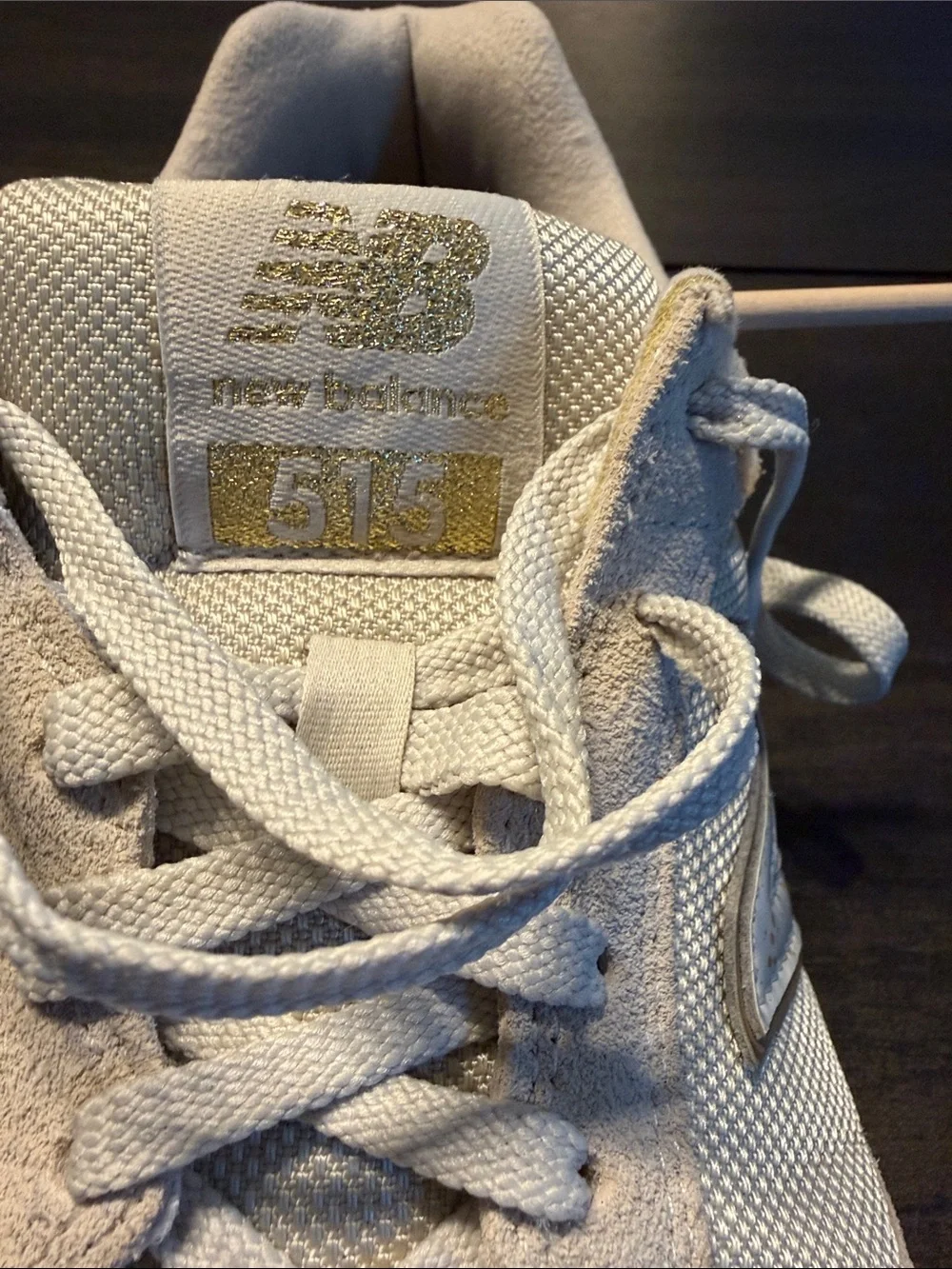 New Balance 515 Women's Neutral Beige/Taupe with Gold Lace-Up Sneakers